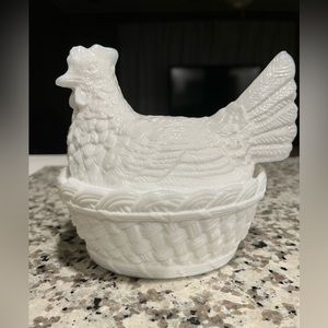 Joseph Riedel milk glass hen on nest